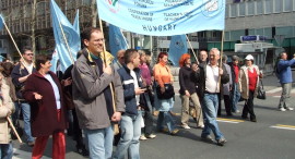 Uniós szakszervezeti tüntetés Ljubljanában